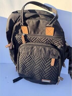 iniuiniu Diaper Bag Backpack Black Quilted Baby Organizer Changing Stroller